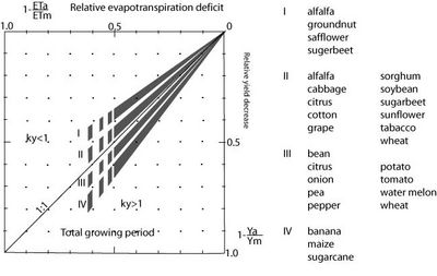 Relation between Yield and ETA for some crops