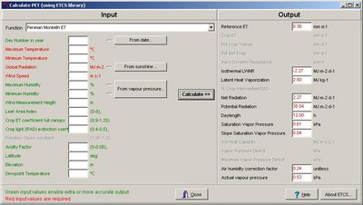 Manual ET0 calculation in AgrometShell